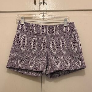 New York & Company High Waist Purple Patterned Shorts